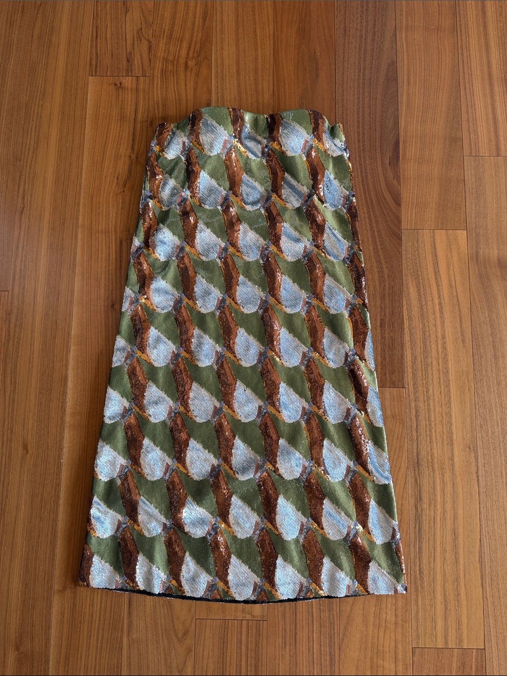 Sequin Patterned Olive Green dress